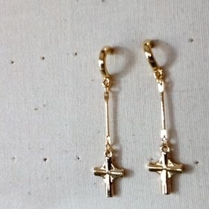 18k gold plated cross earrings